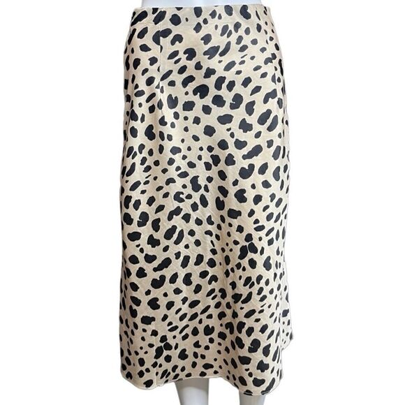 e.ssue Leopard Silky Maxi Skirt Tan & Black Size Small - Picture 2 of 4